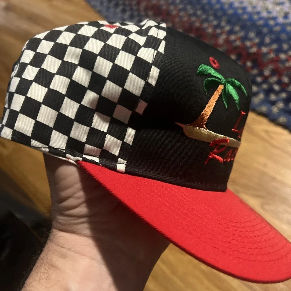 Vintage LA West Racing Snapback Checkerboard‎ Hat Autographed Corey Lajoie